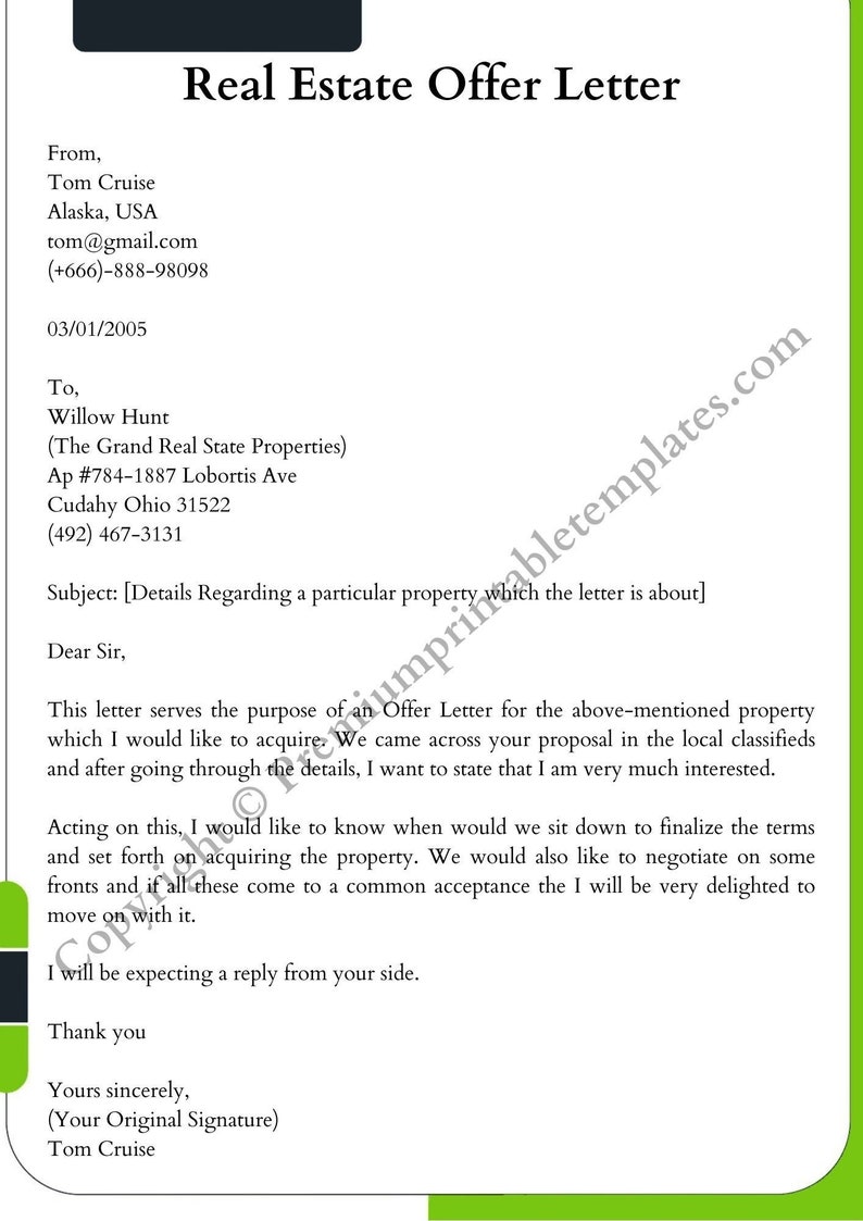 Printable Real Estate Offer Letter Template In PDF And Wordcanva Etsy UK printable-real-estate-offer-letter-template-in-pdf-and-wordcanva-etsy-uk