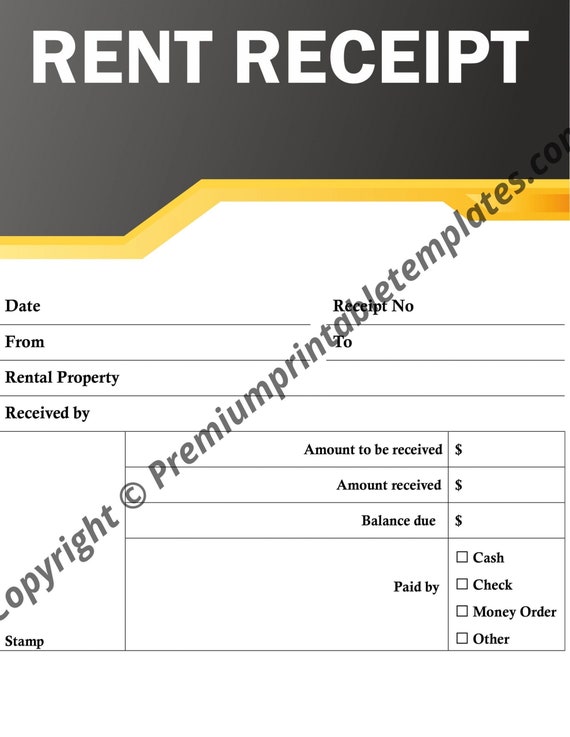 rent receipt template etsy