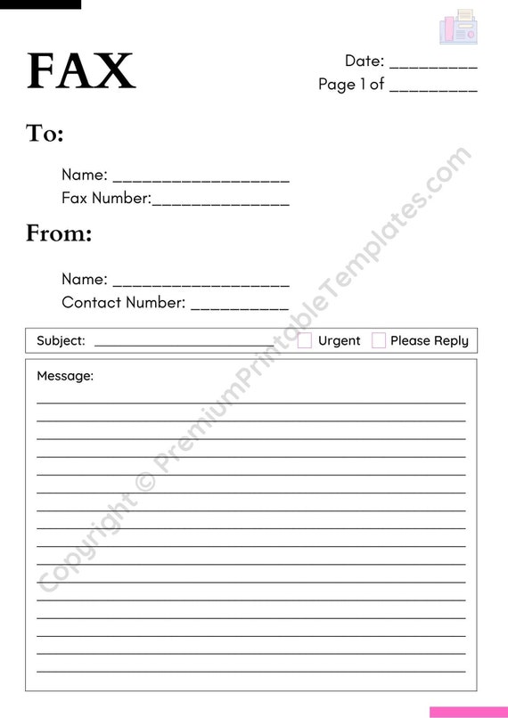 printable generic fax cover sheet in pdf and word pack of 3 etsy
