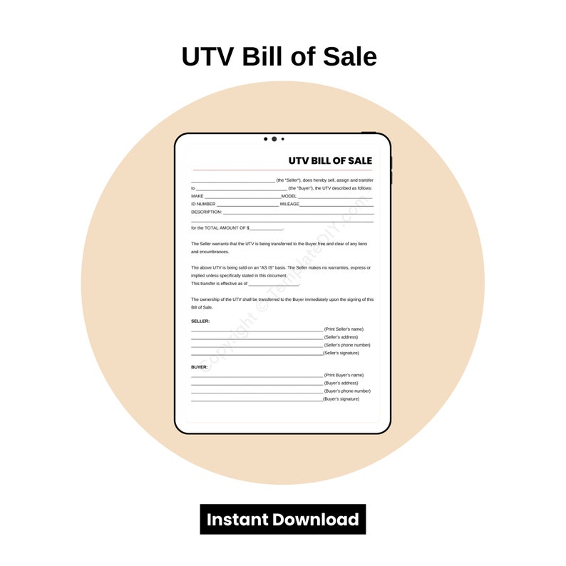 utv-bill-of-sale-blank-printable-form-template-in-pdf-word-etsy