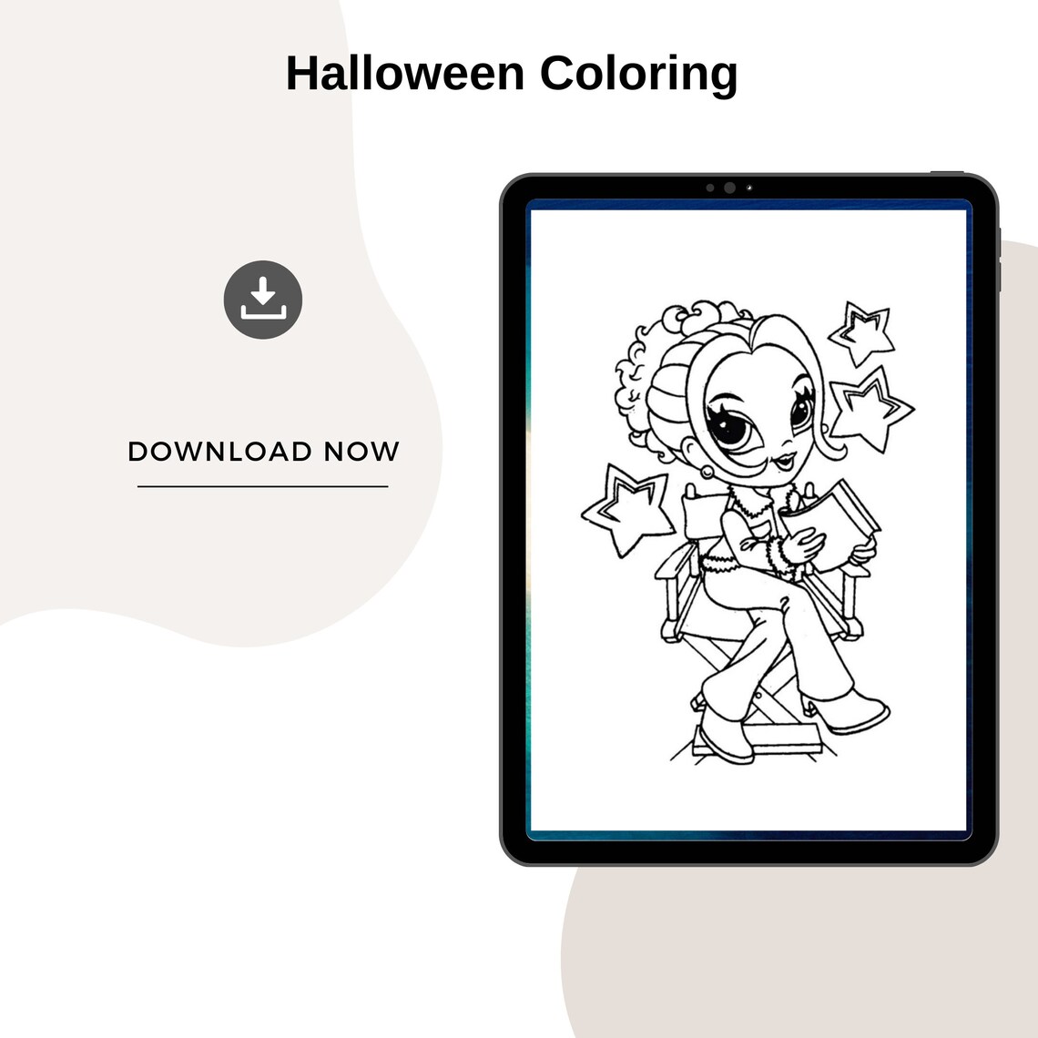 Halloween Coloring Pages for Girls Printable Template in PDF - Etsy