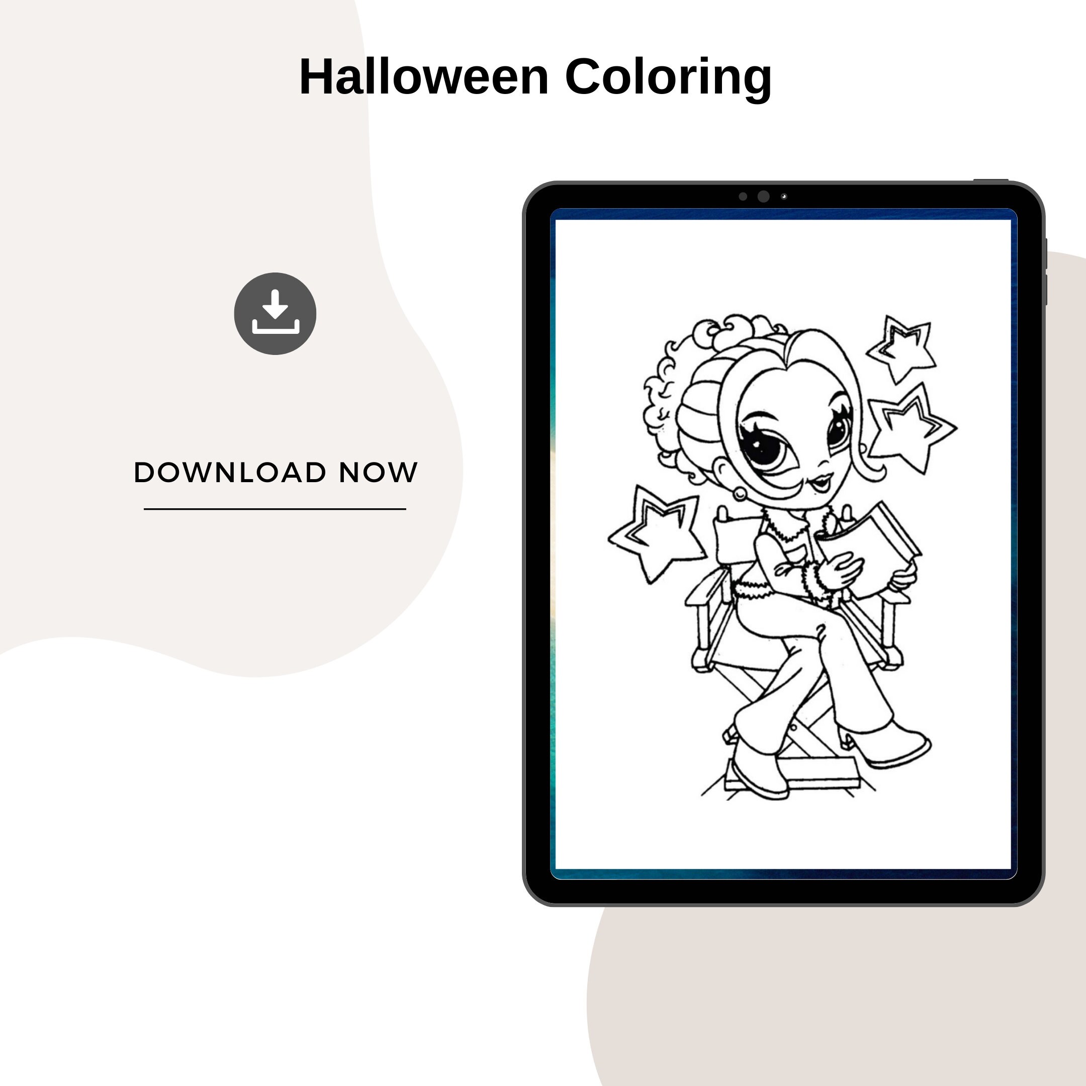 Halloween Coloring Pages for Girls Printable Template in PDF - Etsy