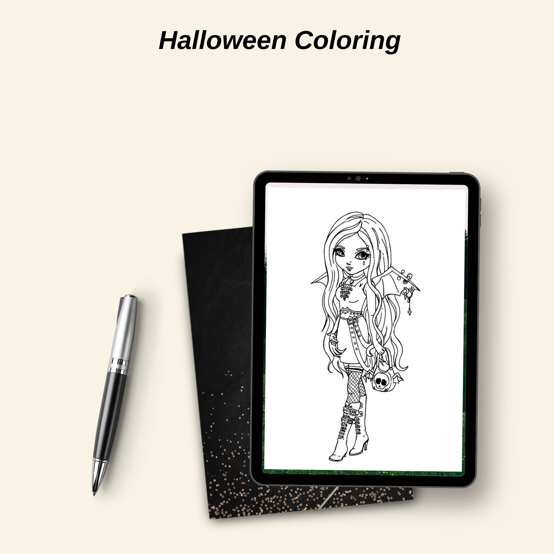 Halloween Coloring Pages for Girls Printable Template in PDF - Etsy