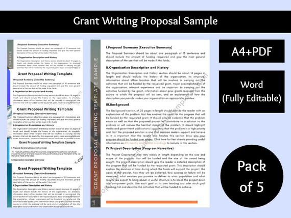 Grant Writing Proposal Sample Pack Of 5 Etsy Canada
