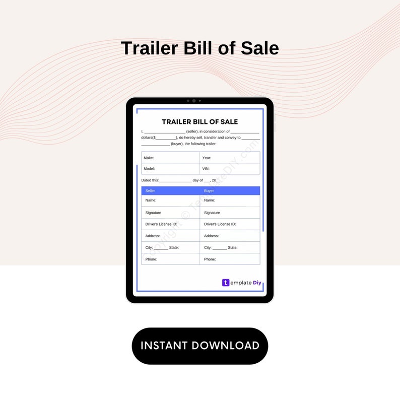 Trailer Bill of Sale Blank Printable - Il 794xN.4202534116 Dnpn 