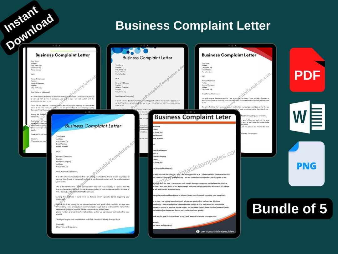 Business Complaint Letter pack of 5 Etsy