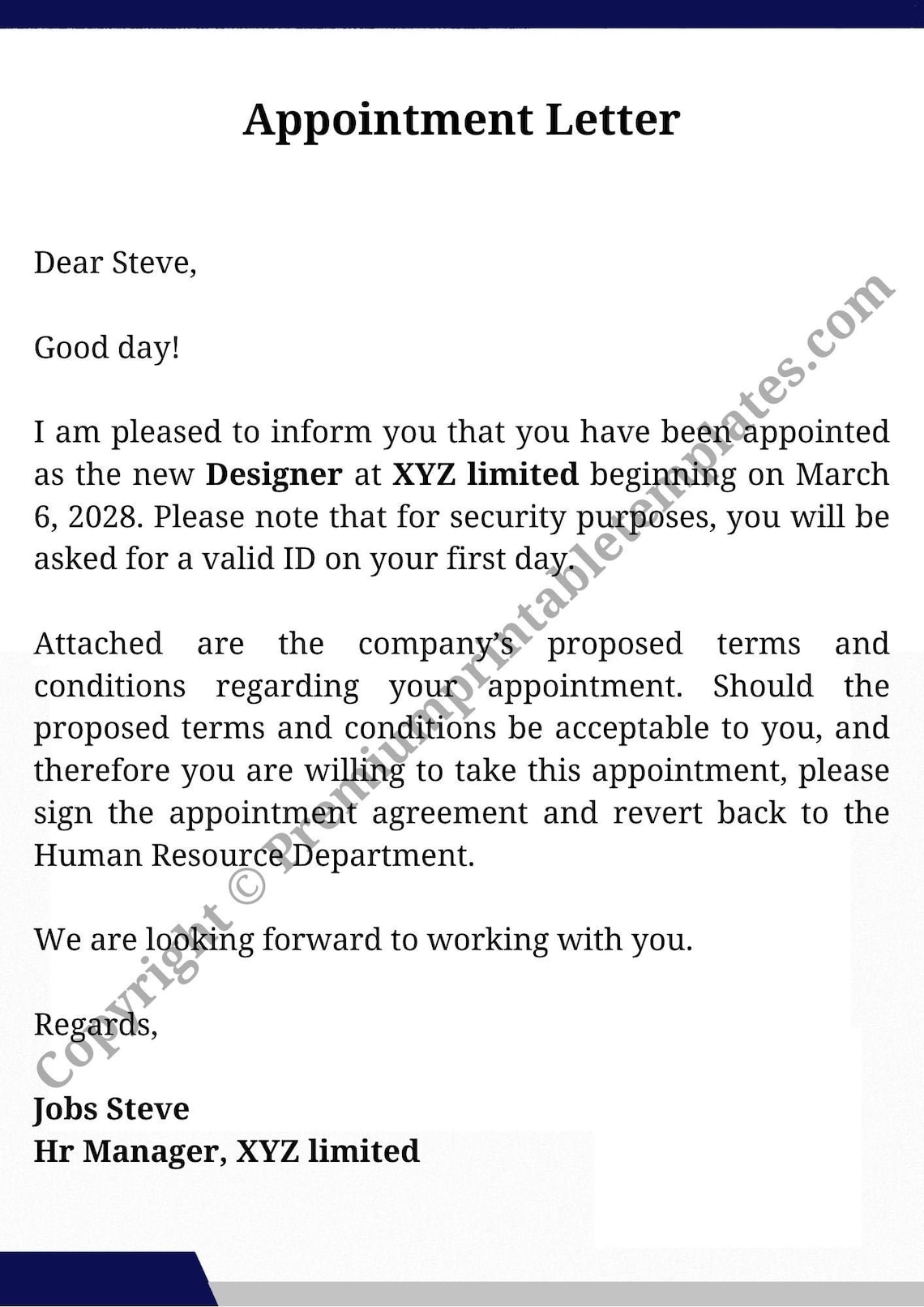 appointment letter pdf download