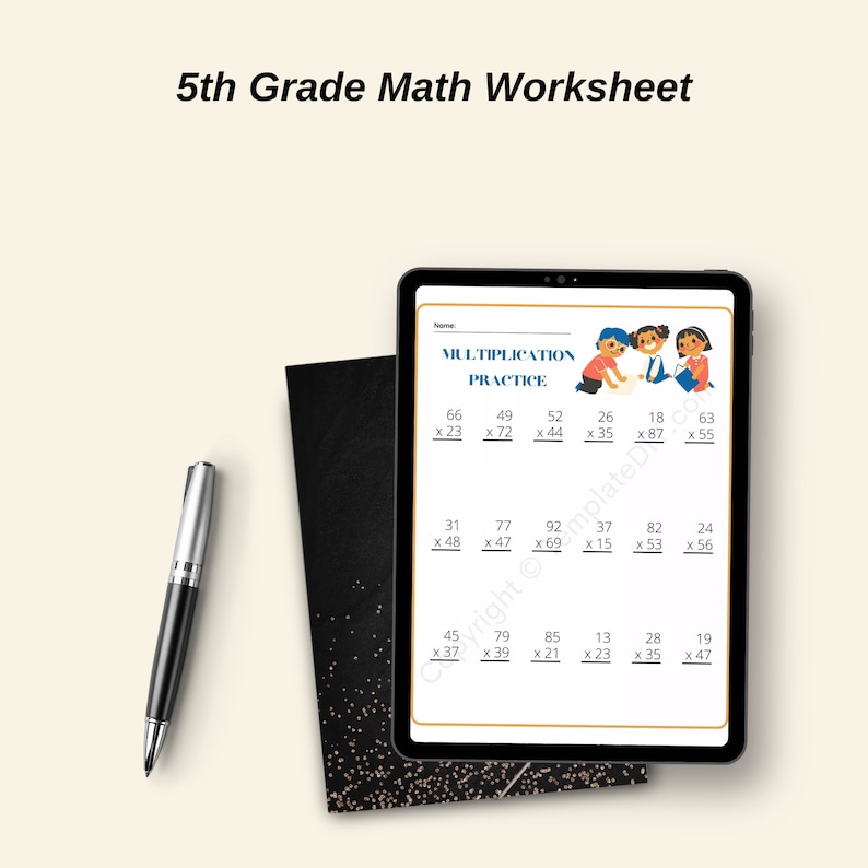 5th Grade Math Worksheets Blank Printable Template in PDF &amp; - Etsy