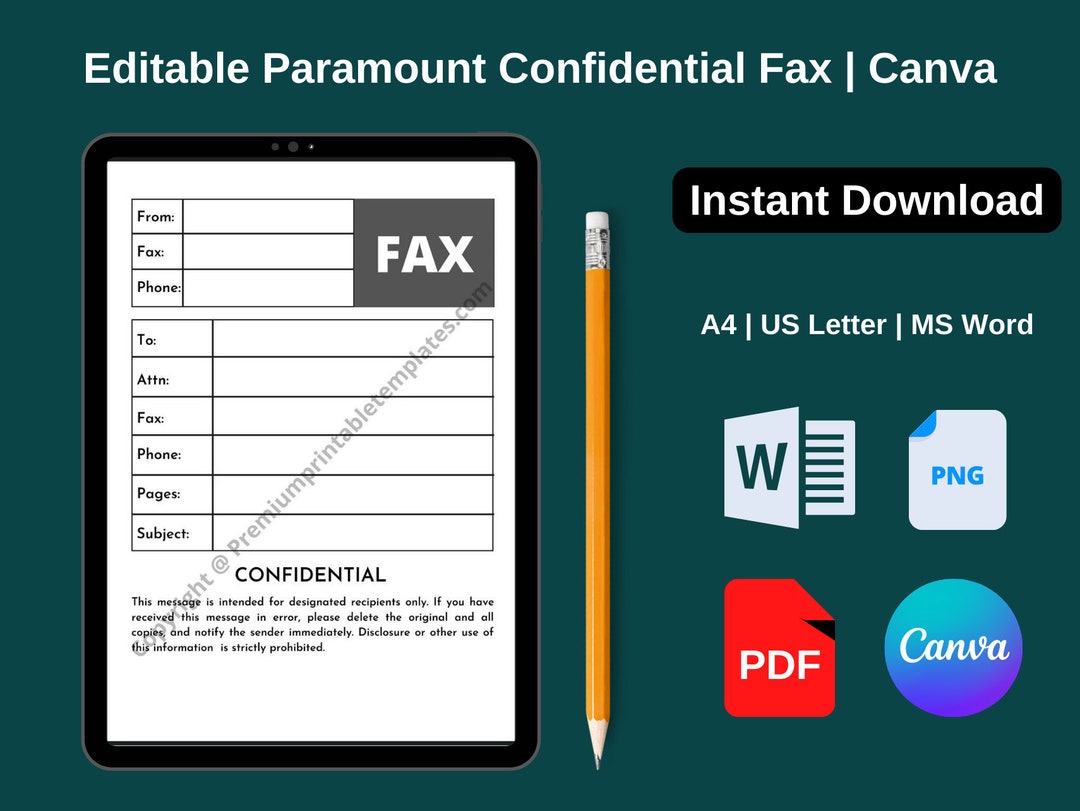 Modèle de fax confidentiel Paramount modifiable Modèle Canva - Etsy Canada