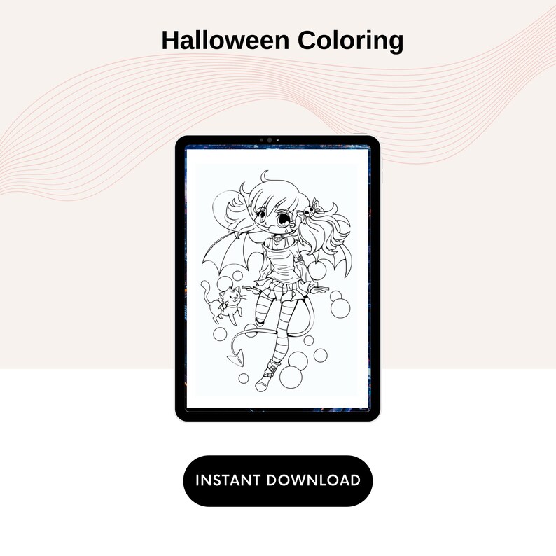 Halloween Coloring Pages for Girls Printable Template in PDF - Etsy
