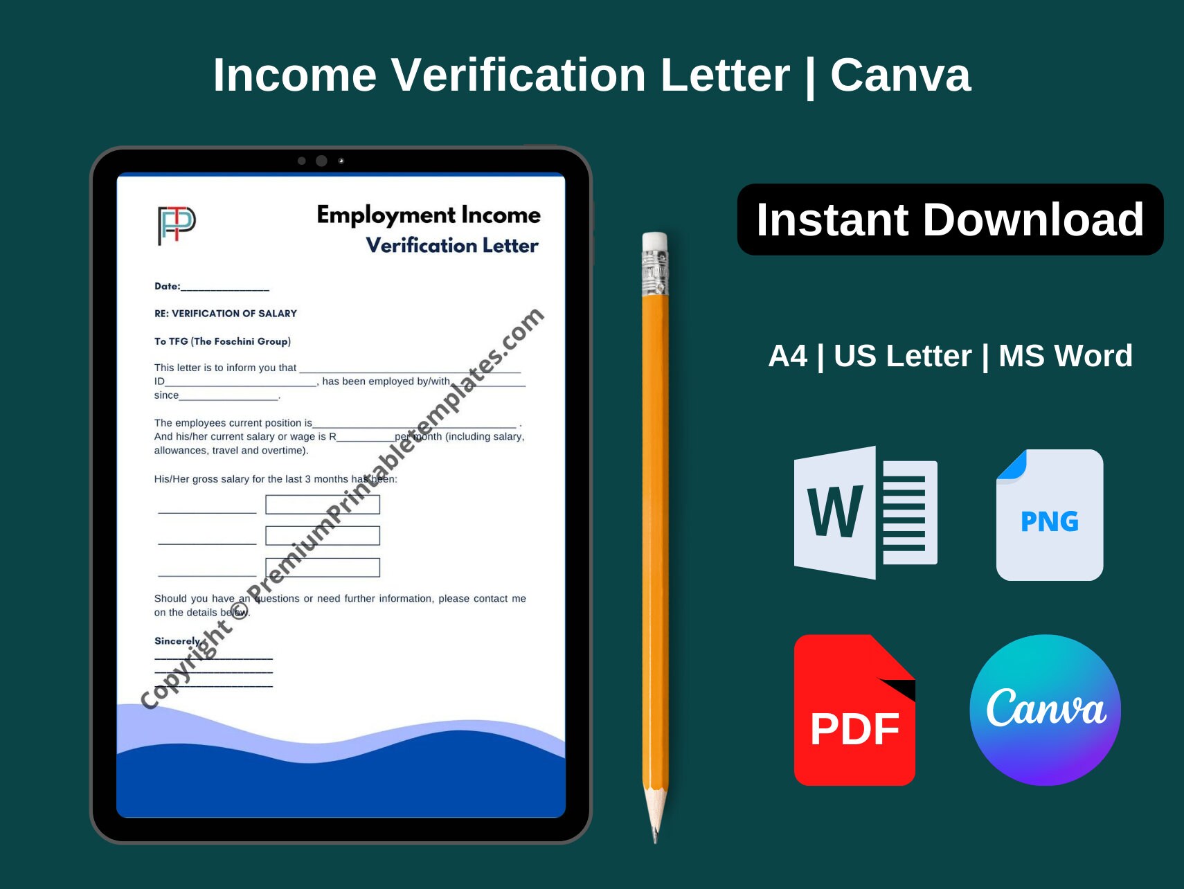 Income Verification Letter Editable PDF Canva - Etsy