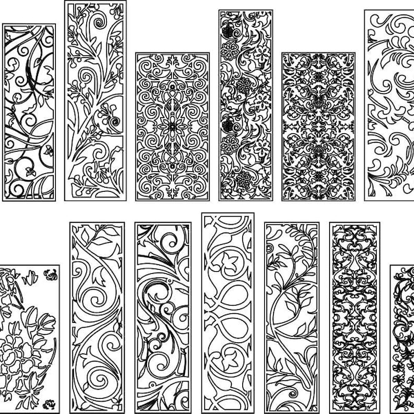 21 Floral Panels Collection - Designs for Laser, CNC, Cricut - ai cdr dxf eps jpg pdf png svg files