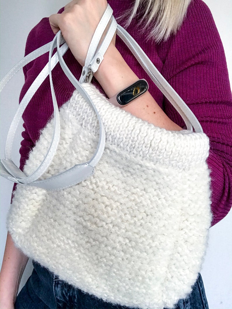 Hand knitted hobo bag wool shoulder handbag for women Etsy