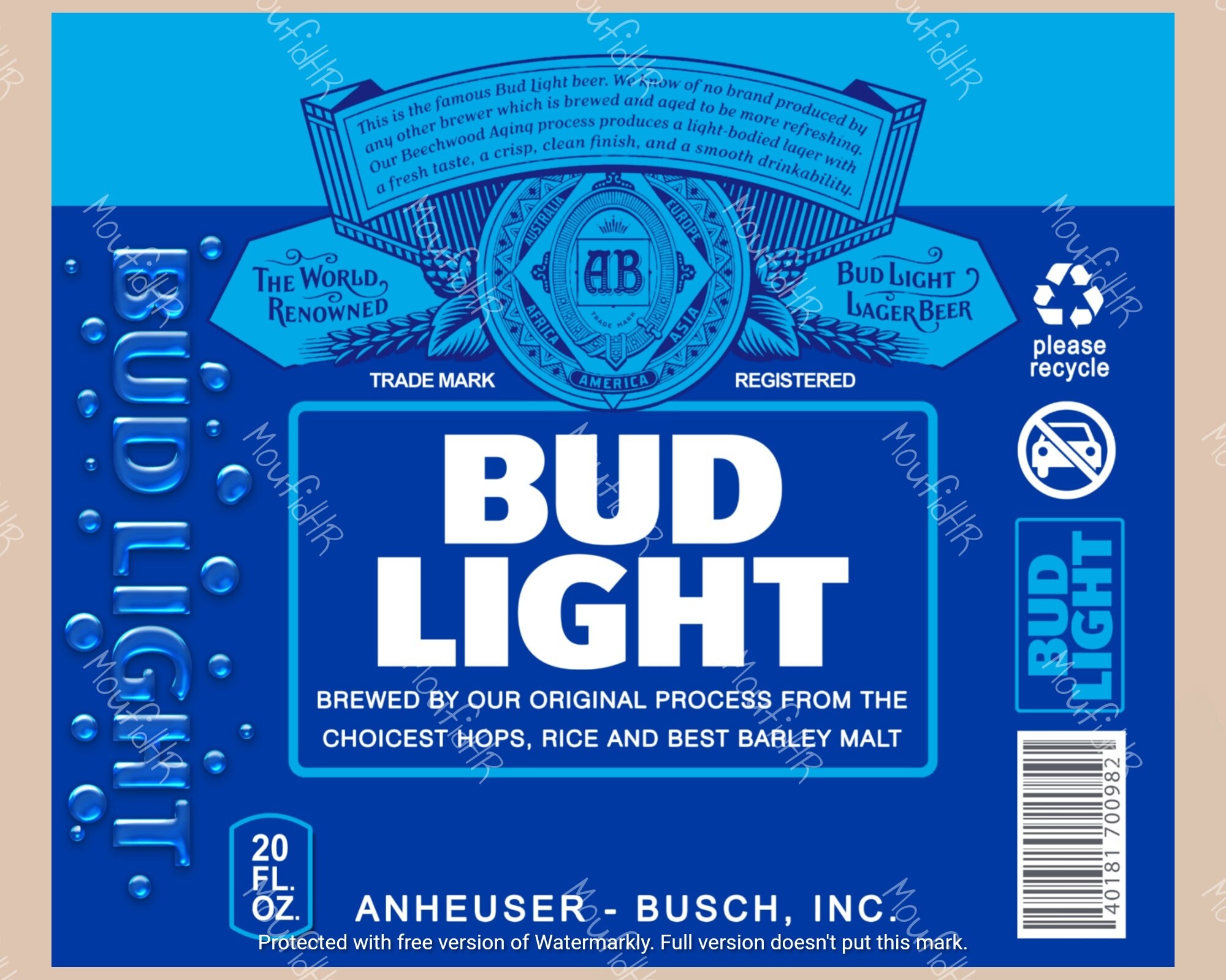 Bud Light Beer PNG 20oz Sublimation Becher | Etsy