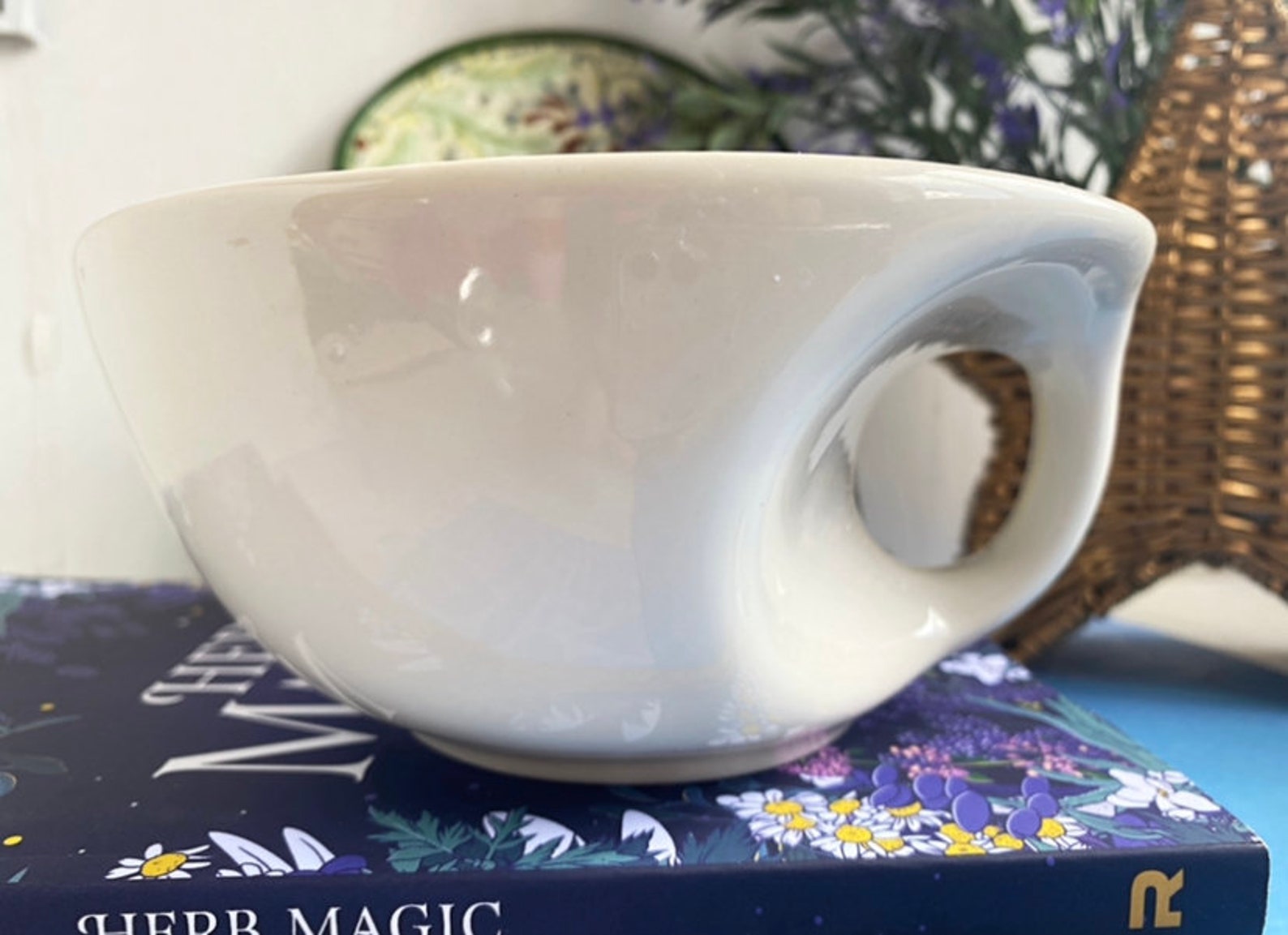 Modern White Candle In White Bowl Container with Handle I Big Etsy