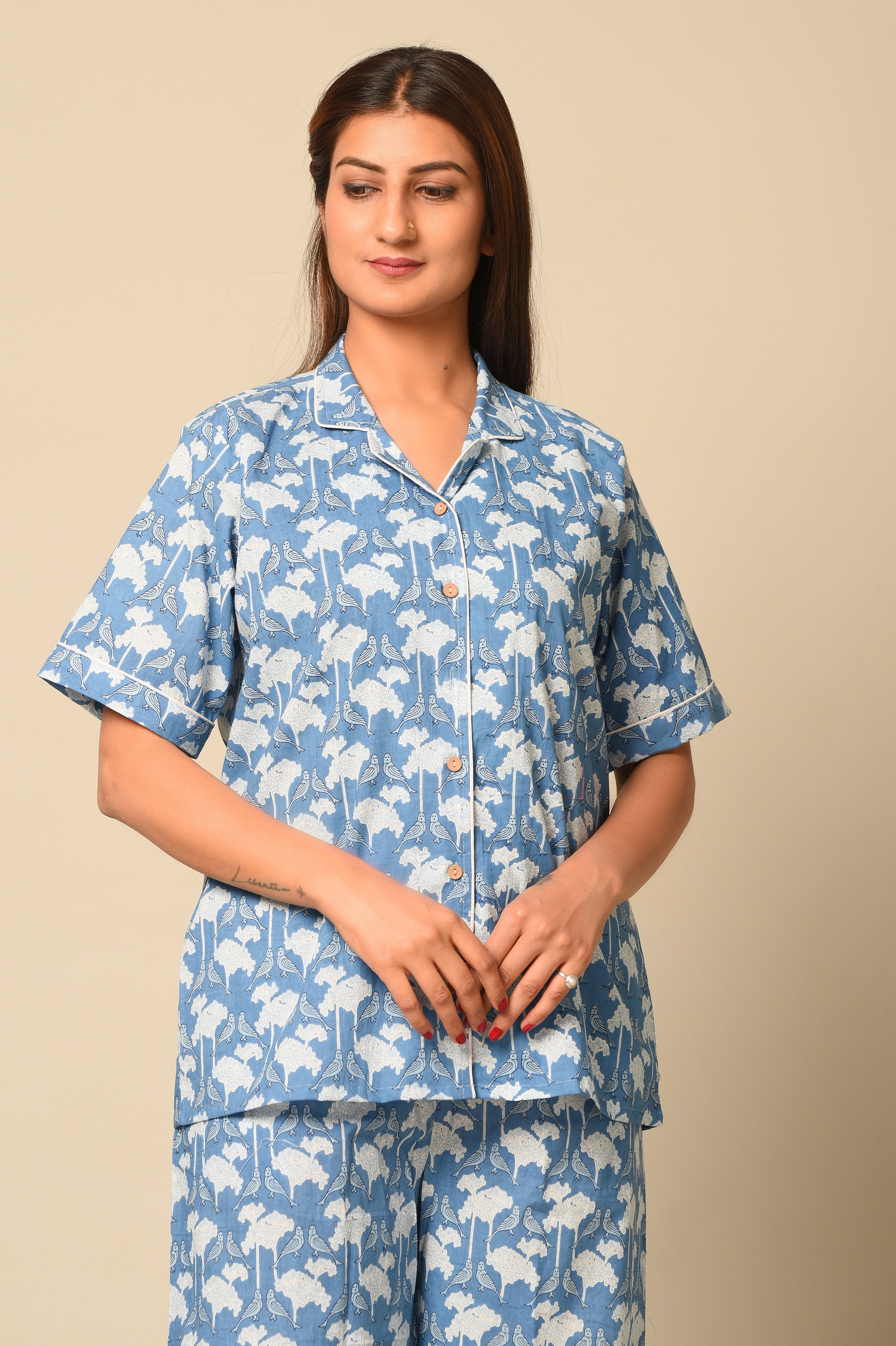 Cotton Night Suit In Blue Colour. Etsy