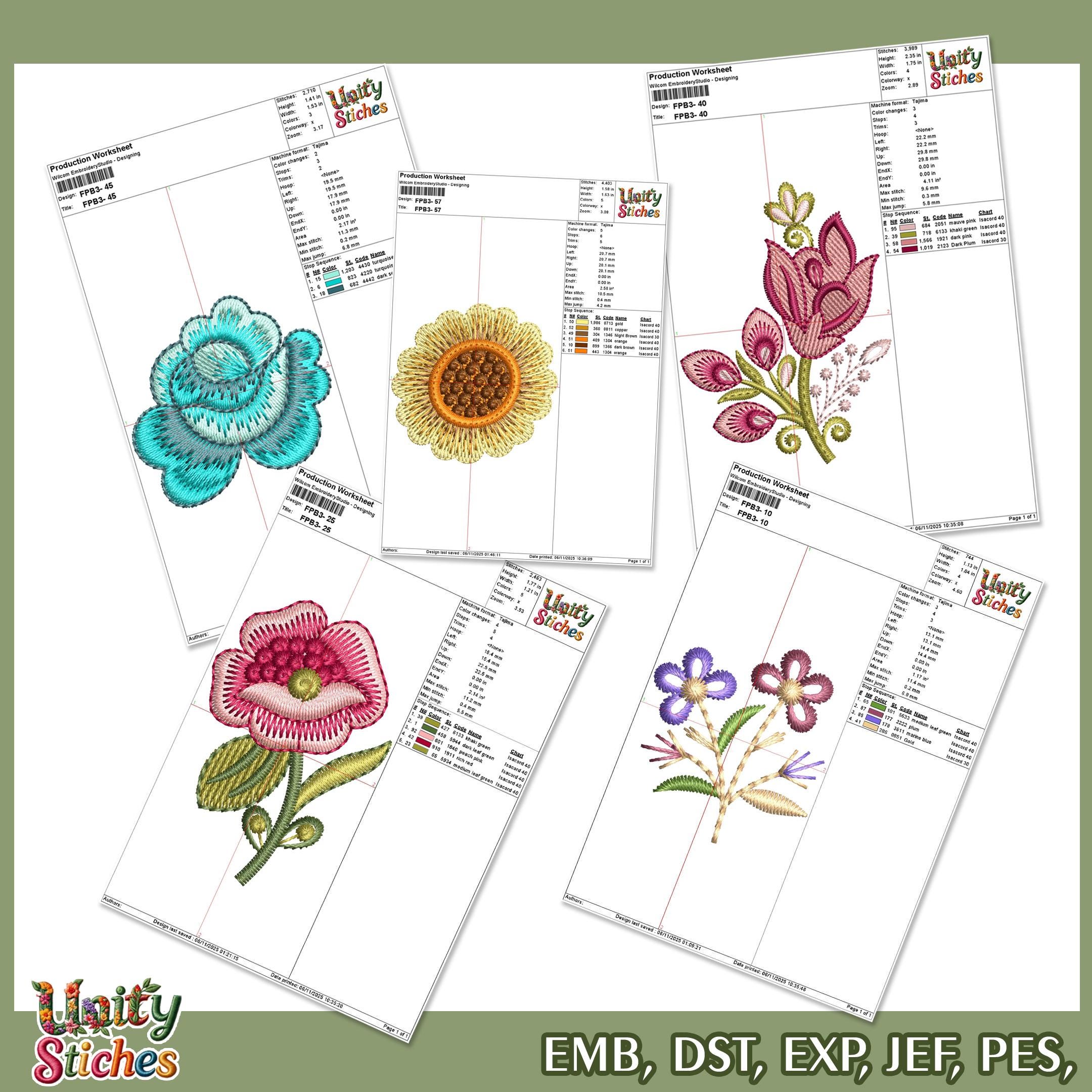 60 Floral Embroidery Designs Bundle | Mini Flower Machine Embroidery ...