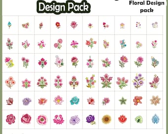 60 Floral Embroidery Designs Bundle | Mini Flower Machine Embroidery File Pack | Instant Download