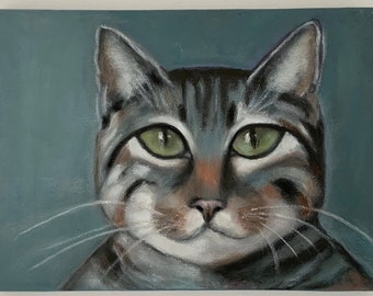 Tabby Cat, mini canvas, сat pet lovers, ready to hung wall art, NOT PRINT