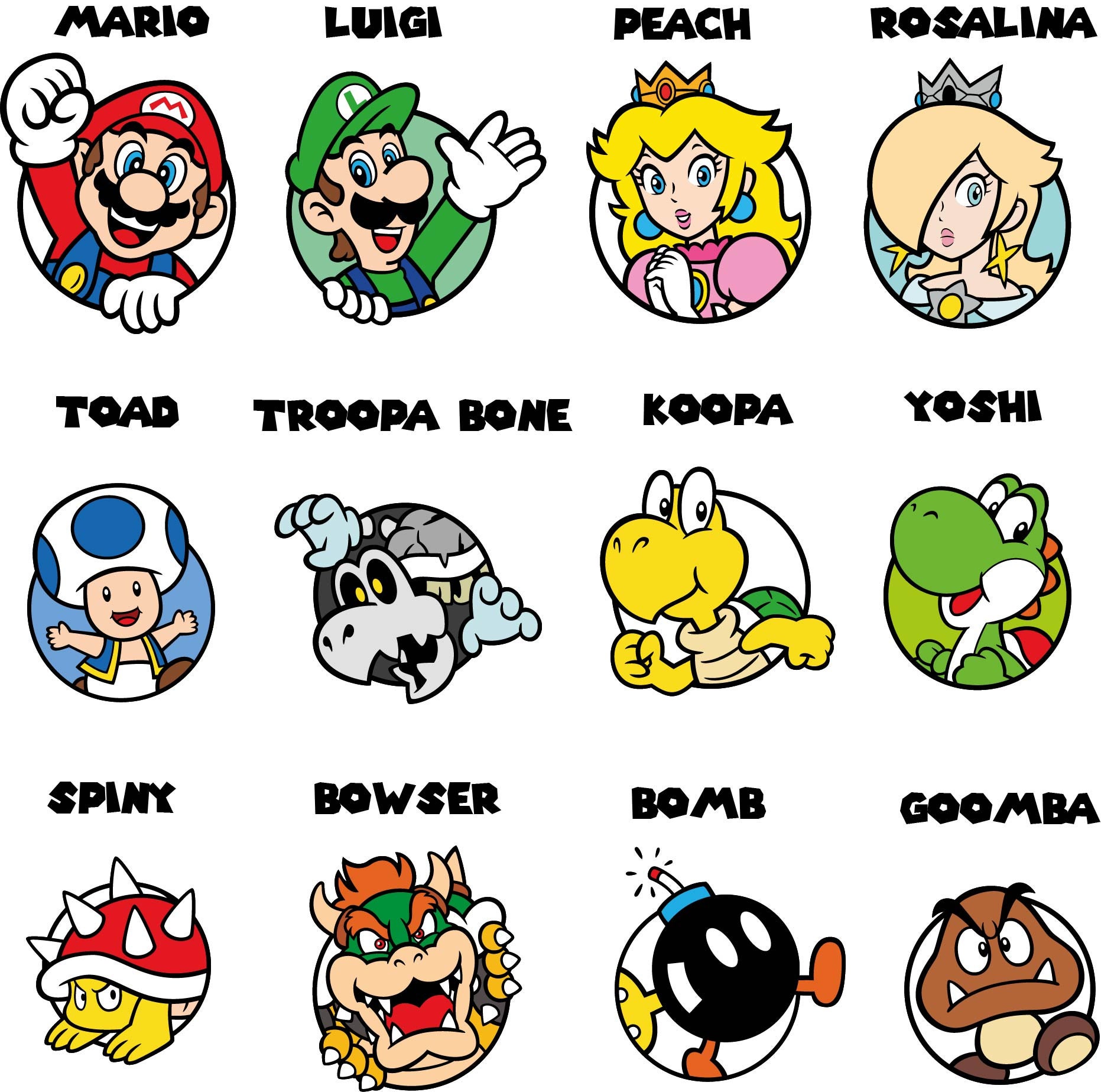 Super Mario Luigi Peach Toad Yoshi Bowser Namensschild Etsyde
