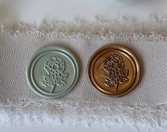 Peony Flower Wax Seal, Peony Wax Seal, Wax Seal Stickers, Adhesive Wax Seal