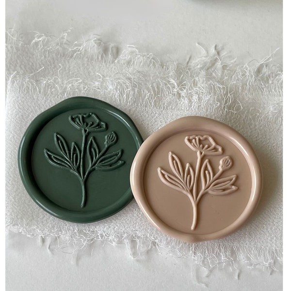 Poppy Flower Wax Seal, WildflowerWax Seal, Premade Wax Seal Sticker, Wax Seal for Wedding Invitations