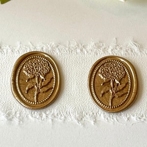 Adhesive Wax Seal Stickers Initial 25Pk Floral Self- Adhesive Wax Seals  Gold Decorative Stamp Stickers Envelope Stickers for Wedding Invitation