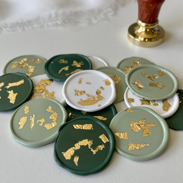 Minimalist Style Wax Seal with Gold Flake - Wax Seal Stickers for Wedding Invitations