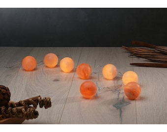 SALZKRISTALL Lichterkette 8 Salz Kristalle Himalaya Meditation Deko LED Lampe Ambiente Kinderzimmer