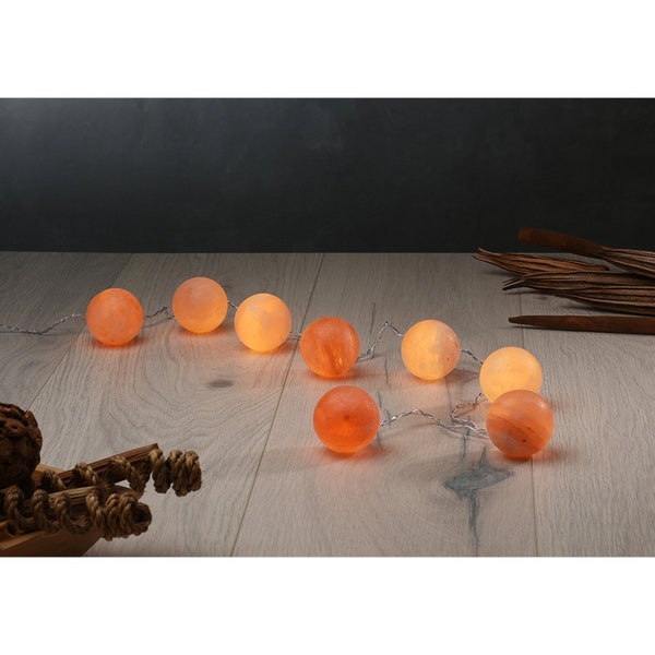 SALZKRISTALL Lichterkette 8 Salz Kristalle Himalaya Meditation Deko LED Lampe Ambiente Kinderzimmer