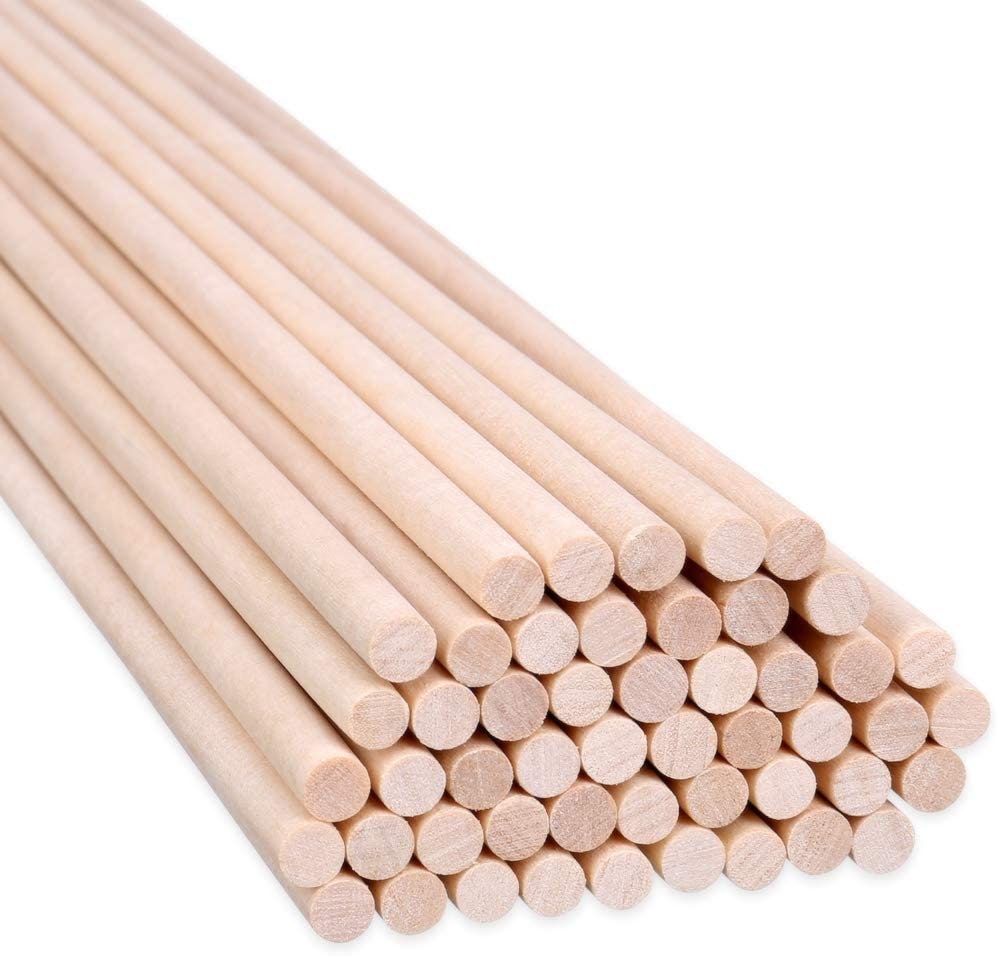 20 Ct 1/4 Inch Wood Dowel Rods Unfinished Smooth Round Wooden