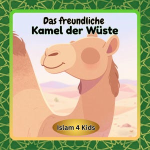 May include: A cartoon illustration of a camel with the text "Das freundliche Kamel der Wüste" and "Islam 4 Kids". The camel is light brown with a smiling face, set against a desert backdrop.