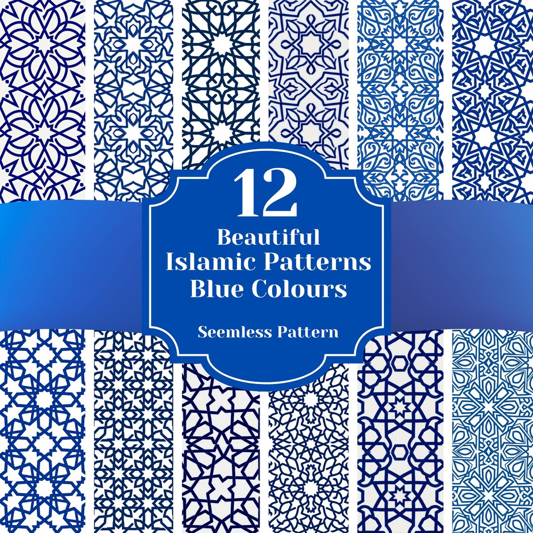 Islamic Blue Pattern Translucent Simple 12 Seamless Islamic Blue Pattern Colours With White Background ...