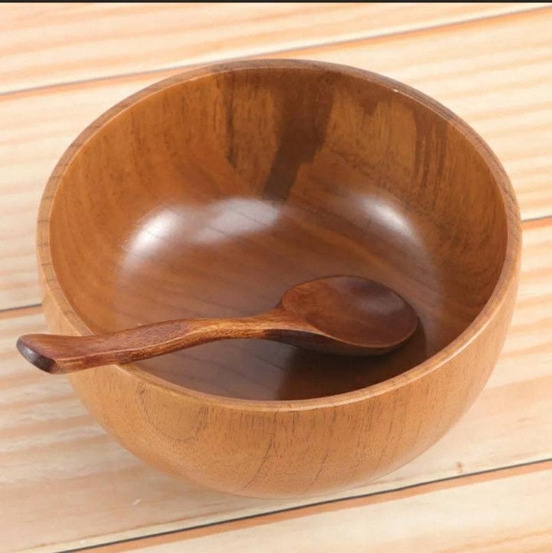 Bowl and Spoon Set Ecofriendly Wooden Etsy