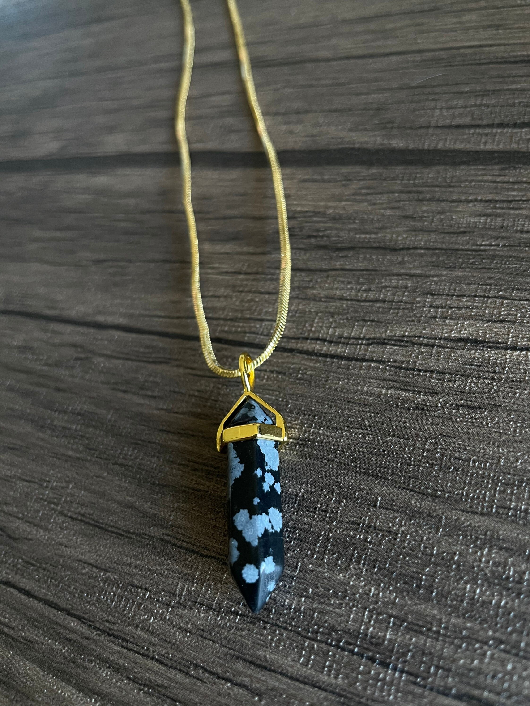 Snowflake Obsidian Pendant Necklace Etsy