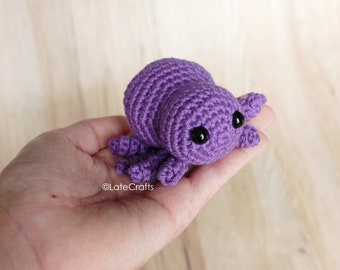 Spider amigurumi, crocheted purple arachnid, handmade soft plushie