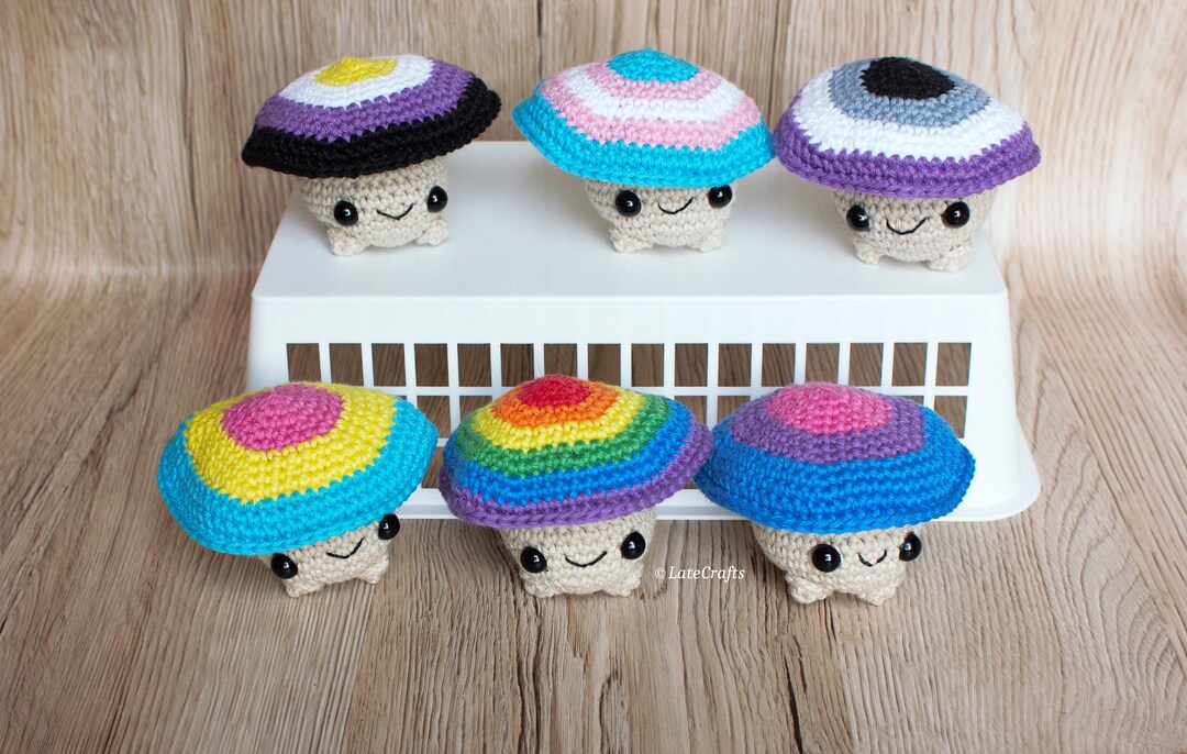 LGBTQ Mushroom Amigurumi Crocheted Fungus Creature in Pride Etsy