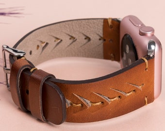 Brown Leather Apple Watch Strap 38mm 40mm 41mm 42mm 44mm 45mm 46mm 49mm iWatch Band Bracelet 11 10 9 8 7 6  Ultra/SE 3-2-1 Christmast Gift