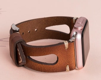 Brown Leather Apple Watch Band 38mm 40mm 41mm 42mm 44mm 45mm 49mm unisex iWatch Strap Bracelet Series 9 8 7 6 5 4 3 SE Fitbit 4 3 2 1/SENSE