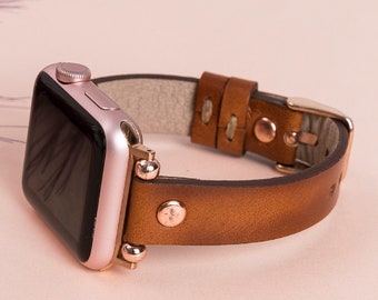 Leather Apple Watch Band 38mm 40mm 41mm 42mm 44mm 45mm 49mm women iWatch Strap Bracelet Series 8 7 6 5 4 3 2 1 SE Fitbit Versa 4 3 2 1 SENSE