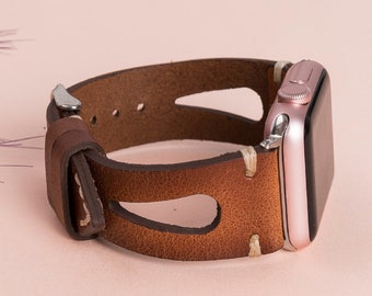Brown Leather Apple Watch Band 38mm 40mm 41mm 42mm 44mm 45mm 46mm 49mm iWatch Strap Bracelet Series 11 10 9 8 7 6 5 4 Ultra for Women & Men