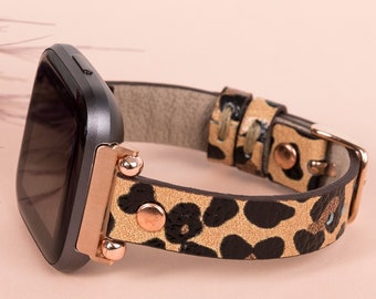 Leopard Pattern Fitbit Versa 3 2 1 Watch Band Thin Beady Fitbit SENSE Watch Personalizable Fitbit Series Band Apple Watch 9 Ultra 2 Gift