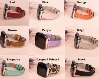 Leather Fitbit Versa 4 3 2 1 SENSE Lite Inspire & Apple Watch Band 38mm 40mm 41mm 42mm 44mm 45mm women Apple watch 9 Apple Watch Ultra 2