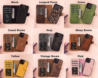 Leather iPhone 15 Series Magnetic Detachable Wallet Case with Card Slots Personalized iPhone 15 Pro 15 Pro Max Phone Case for Christmas