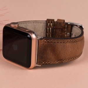 Vintage Brown Genuine Leather Apple Watch Band Strap – Unisex iWatch Bracelet 38-49mm