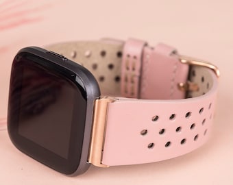Correa de cuero rosa para Fitbit Versa 3, 2, 1 y Versa Lite, correa exclusiva para Fitbit SENSE para mujer, Apple Watch 9, Apple Watch Ultra 2, regalo