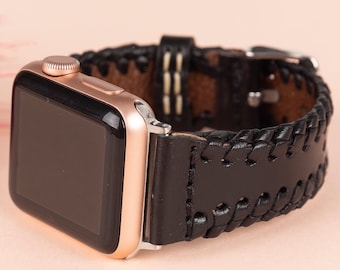 Bracelet en cuir tressé pour Apple Watch 38 mm 40 mm 41 mm 42 mm 44 mm 45 mm 46 mm 49 mm Bracelet tressé iWatch pour montre 11 10 9 8 7 6 5 4 Ultra/SE 3-2-1