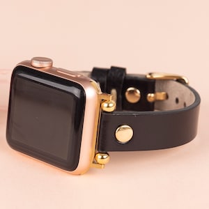Leather Apple Watch Band for women 38mm 40mm 41mm 42mm 44mm 45mm 46mm 49mm Thin Beady iWatch Strap Bracelet for Series 10 9 8 7 6 5 Ultra SE