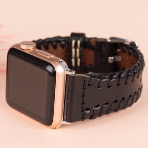 Tressed Leather Apple Watch Band 38mm 40mm 41mm 42mm 44mm 45mm 46mm 49mm Braided iWatch Armband for 10 9 8 7 6 5 4 Ultra SE Fitbit Watch