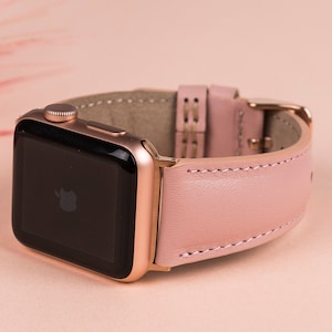 Pink Leather Apple Watch Band 38mm 40mm 41mm 42mm 44mm 45mm 46mm 49mm women iWatch Strap 10 9 8 7 6 5 4 Ultra SE Fitbit Versa 4 3 2 1 Band